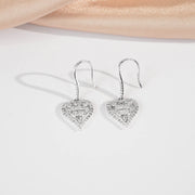 Natural White Diamond Heart Ear Hook D0.50ct, 18K Gold